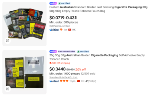 Illegal tobacco fake plain packaging